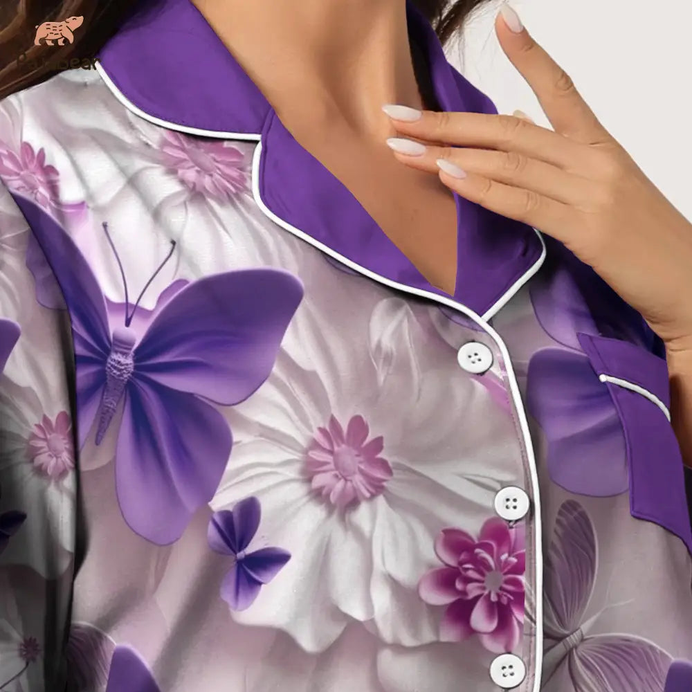 Butterfly Pajabear® Top & Pant Pajama Set Charming Purple 2 Nl09