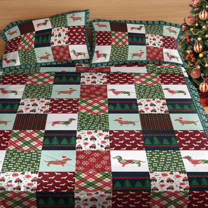Pajabear 4-Piece Bed Sheet Set Dachshund Christmas