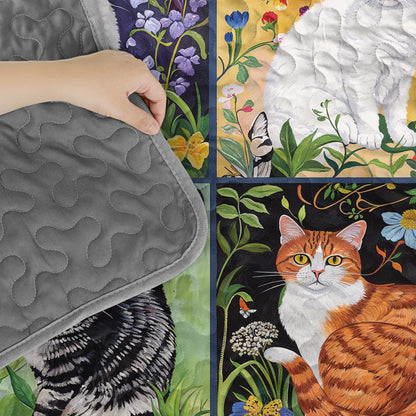 Pajabear Quilt 3-Piece Set Cat Floral Felines