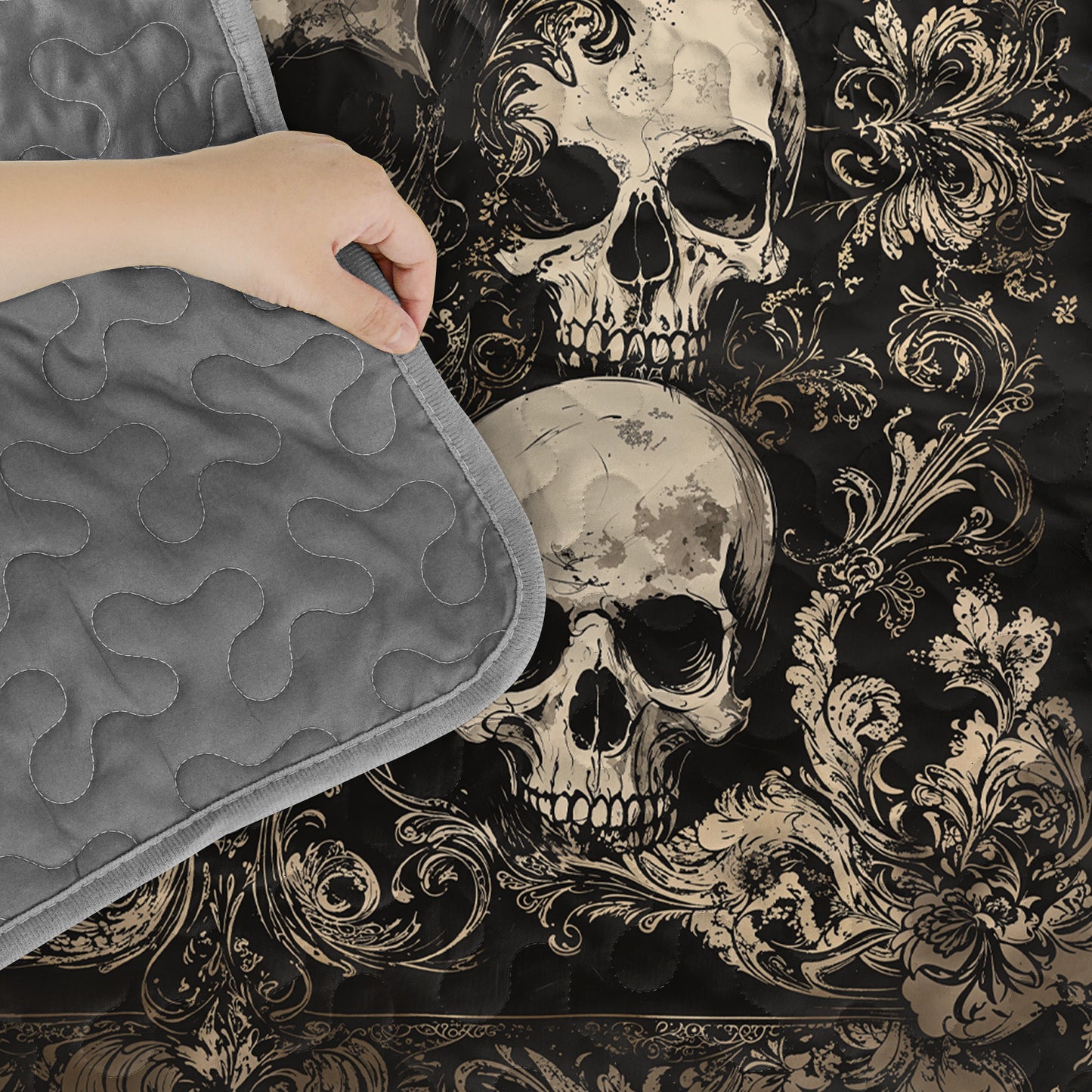 Pajabear Quilt 3-Piece Set Gothic Skull Majesty