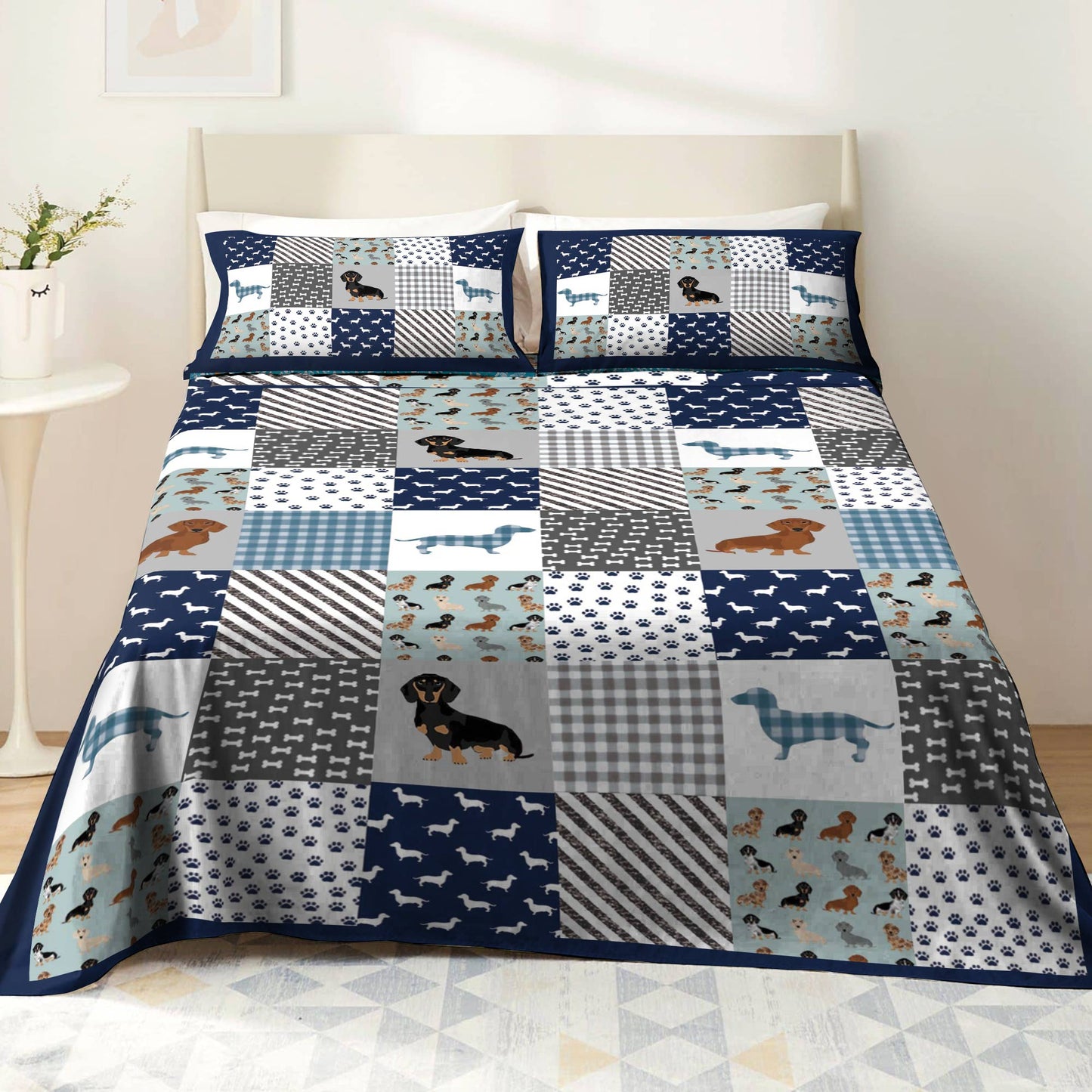 Pajabear 4-Piece Bed Sheet Set Dachshund Delight