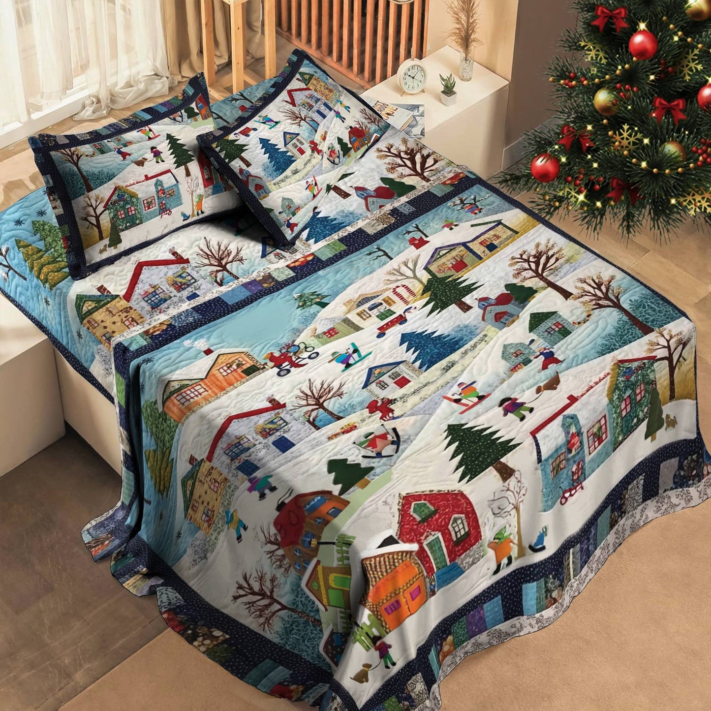 Pajabear 4-Piece Bed Sheet Set Mistletoe Magic