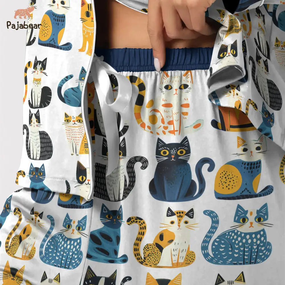 Cat Pajabear® Top & Pant Pajama Set Pattern Nl09