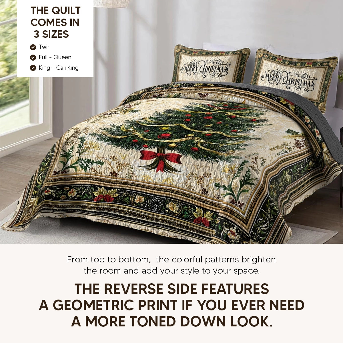 Pajabear Quilt 3-Piece Set Classic Christmas Tree
