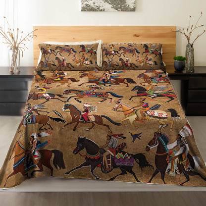 Pajabear 4-Piece Bed Sheet Set Strength Native Horses