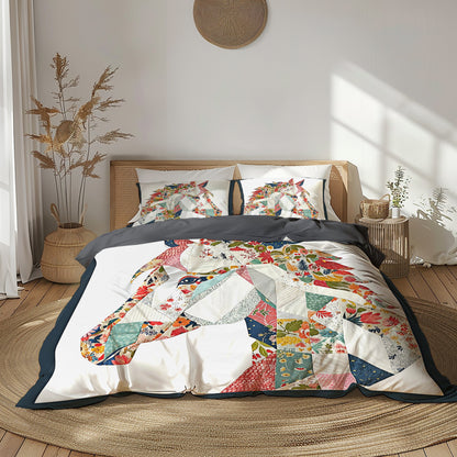 Pajabear 3 Pieces Duvet Cover Set - Charming Floral Horse