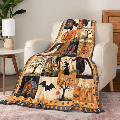 Pajabear Fleece Blanket Spooky Trick Or Treat Halloween