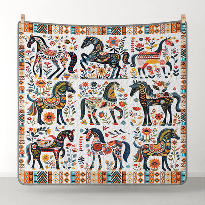 Pajabear Quilt 3-Piece Set Horse Floral Pattern