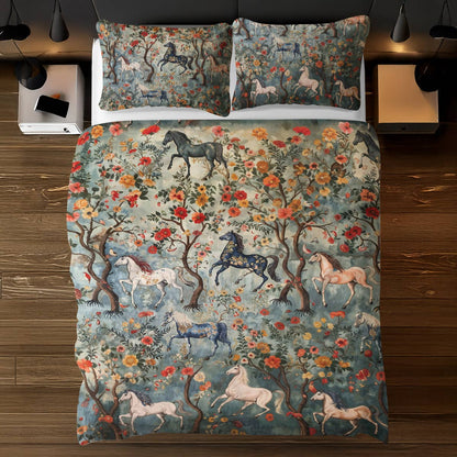 Pajabear 3 Pieces Duvet Cover Set Mystical Steed