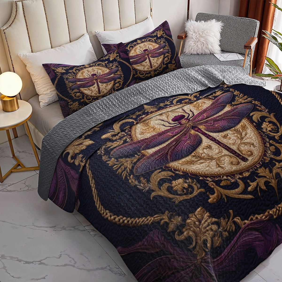 Pajabear Quilt 3-Piece Set Royal Dragonfly Dreams