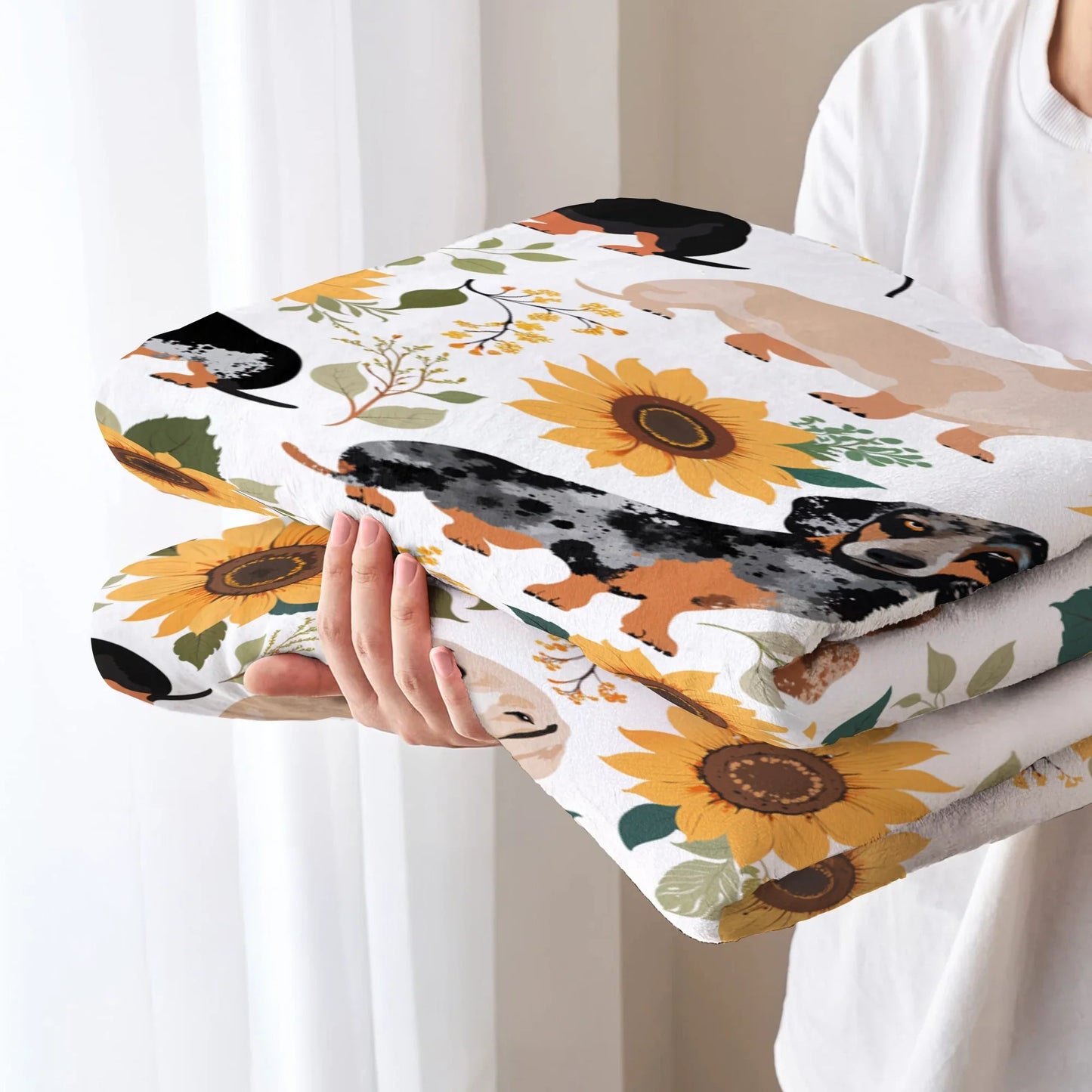 Pajabear Fleece Blanket Sunflower Sausage Dogs