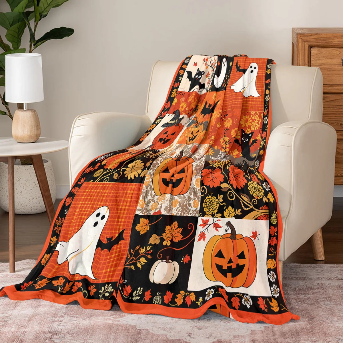Pajabear Fleece Blanket Patchwork Spooks