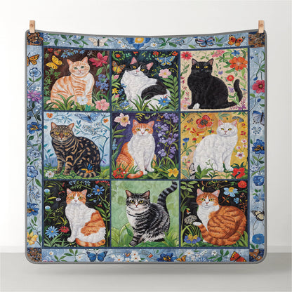 Pajabear Quilt 3-Piece Set Cat Floral Felines
