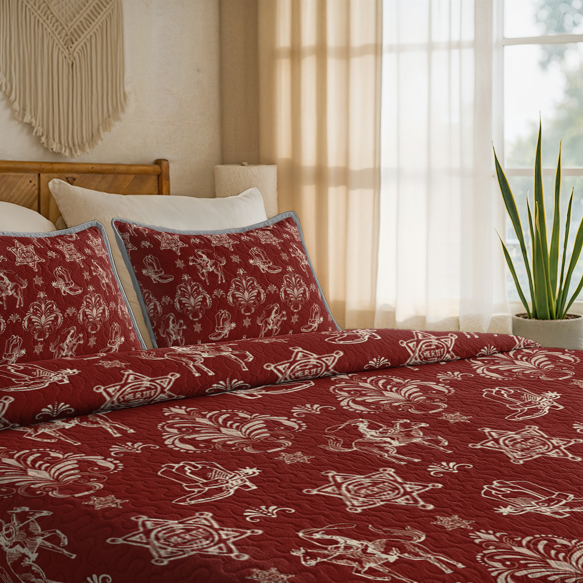 Pajabear Quilt 3-Piece Set Rodeo Rouge