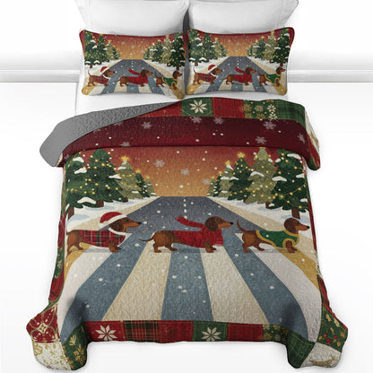 Pajabear Quilt 3-Piece Set Winter Wiener Wonderland