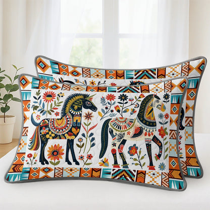 Pajabear Quilt 3-Piece Set Horse Floral Pattern