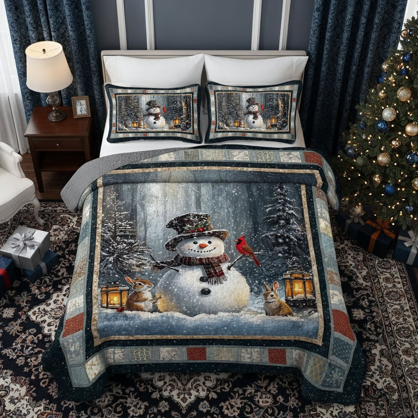Pajabear Quilt 3-Piece Set Snowman’s Gentle Light Winter Memory