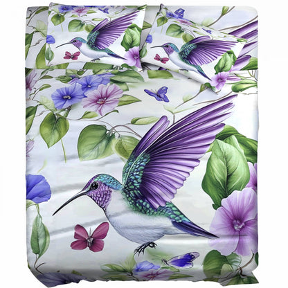 Pajabear 4-Piece Bed Sheet Set Hummingbird Lovely