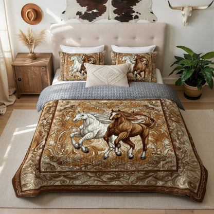 Pajabear Quilt 3-Piece Set Golden Gallop Harmony