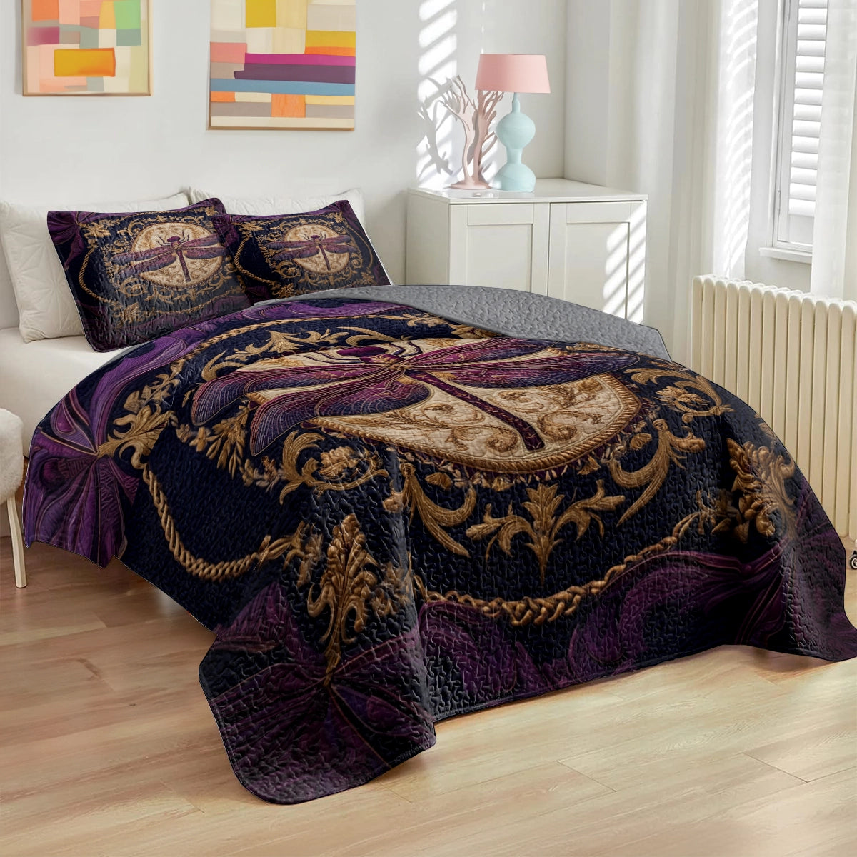 Pajabear Quilt 3-Piece Set Royal Dragonfly Dreams