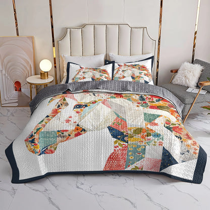 Pajabear Quilt 3-Piece Set Charming Floral Horse