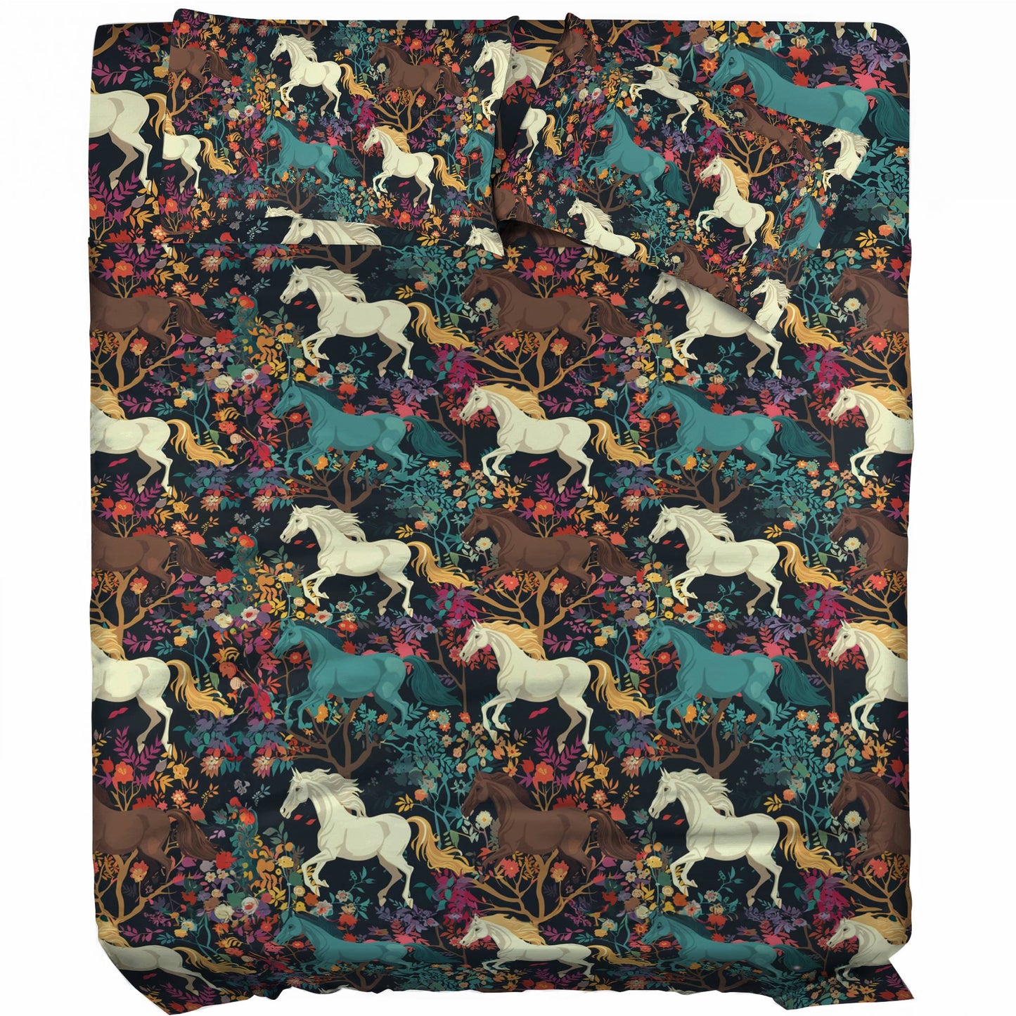 Pajabear 4-Piece Bed Sheet Set Horse Floral