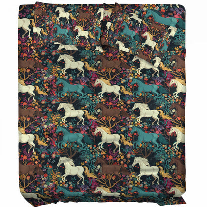 Pajabear 4-Piece Bed Sheet Set Horse Floral
