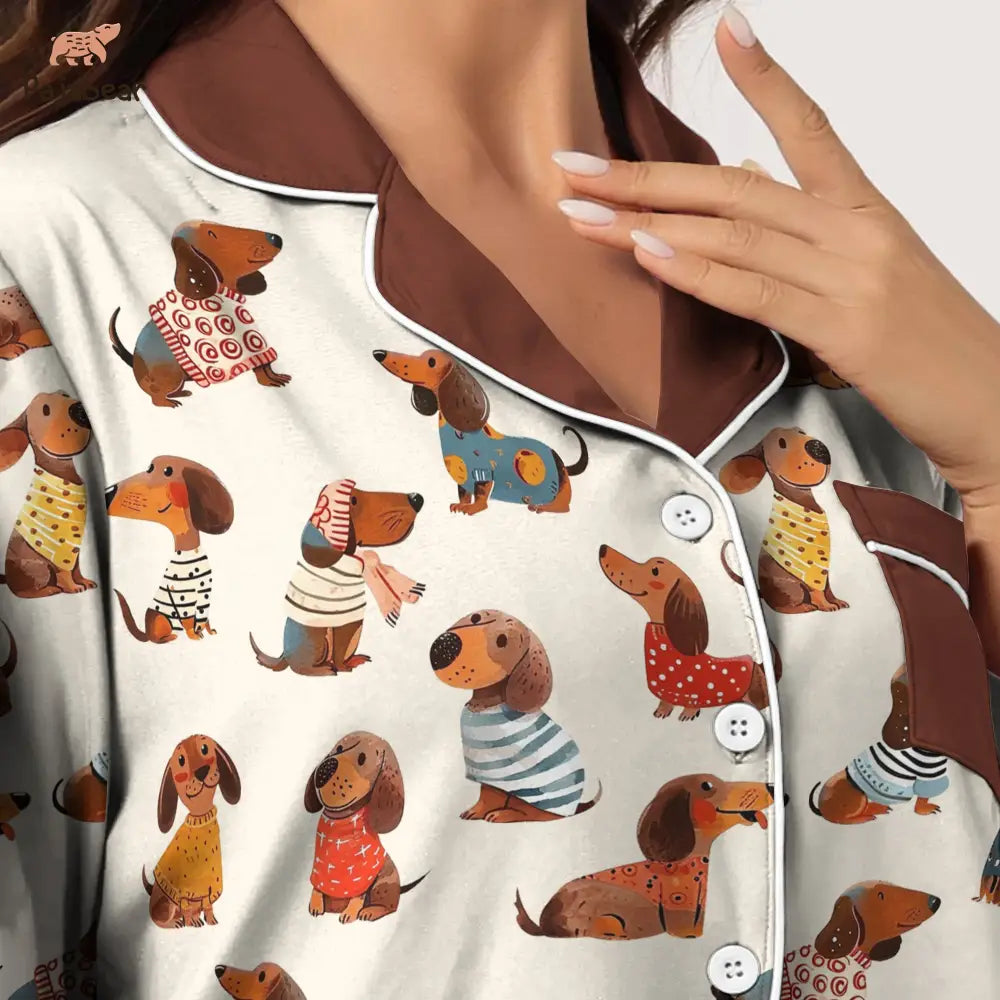 Dachshund Pajabear® Top & Pant Pajama Set Dachshund Cute Nl09