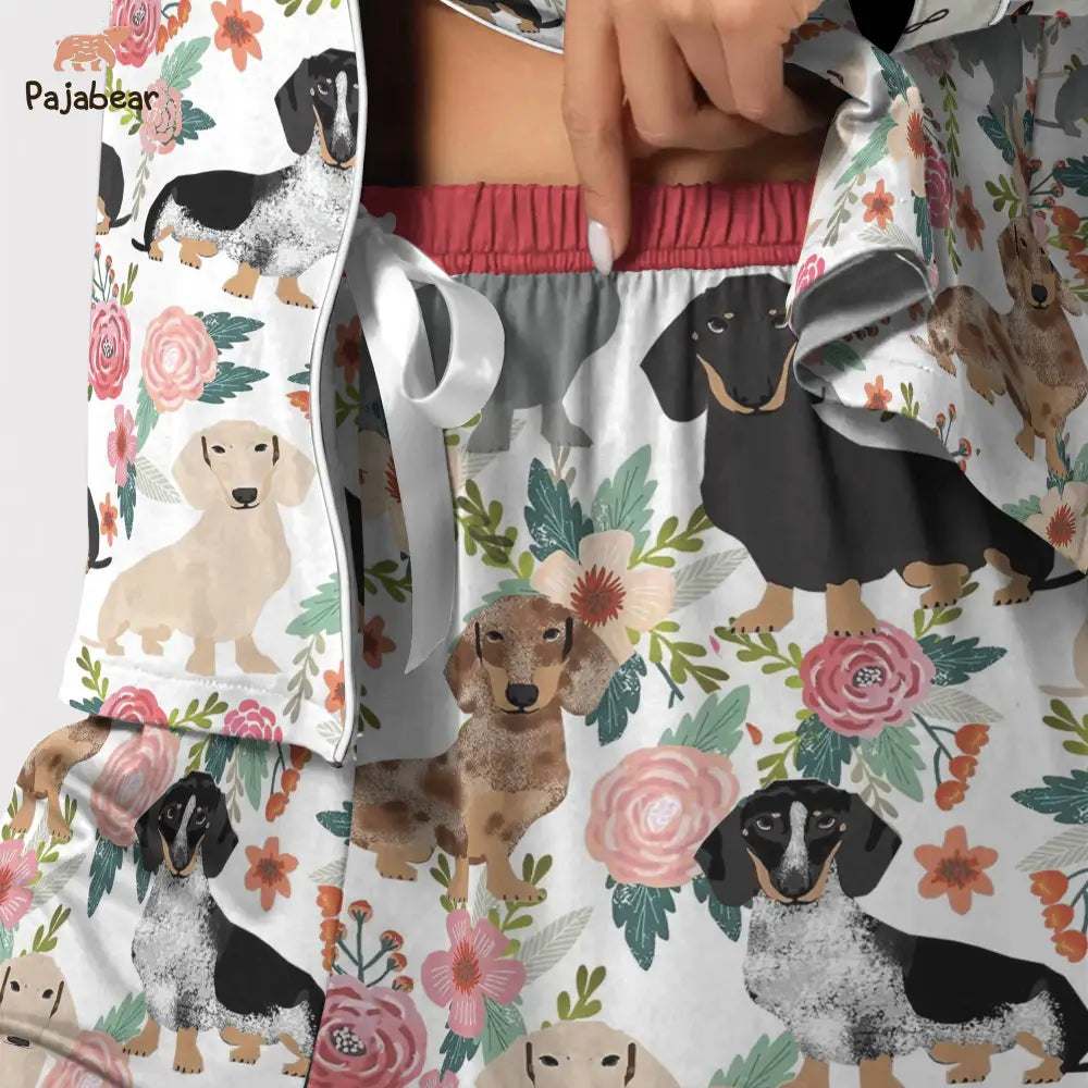 Dachshund Pajabear® Top & Pant Pajama Set Dachshund Floral Nl09