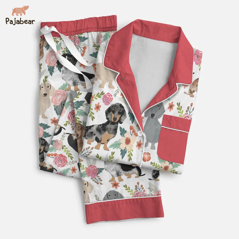 Dachshund Pajabear® Top & Pant Pajama Set Dachshund Floral Nl09