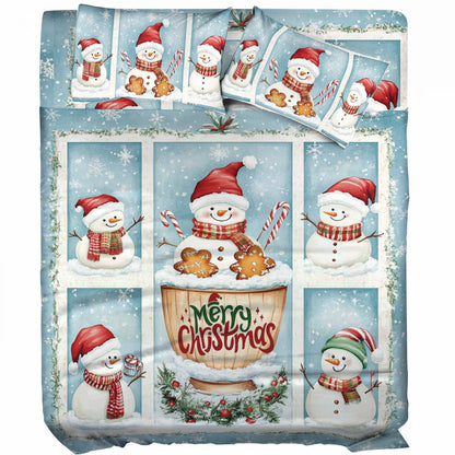 Pajabear 4-Piece Bed Sheet Set Merry Snowman