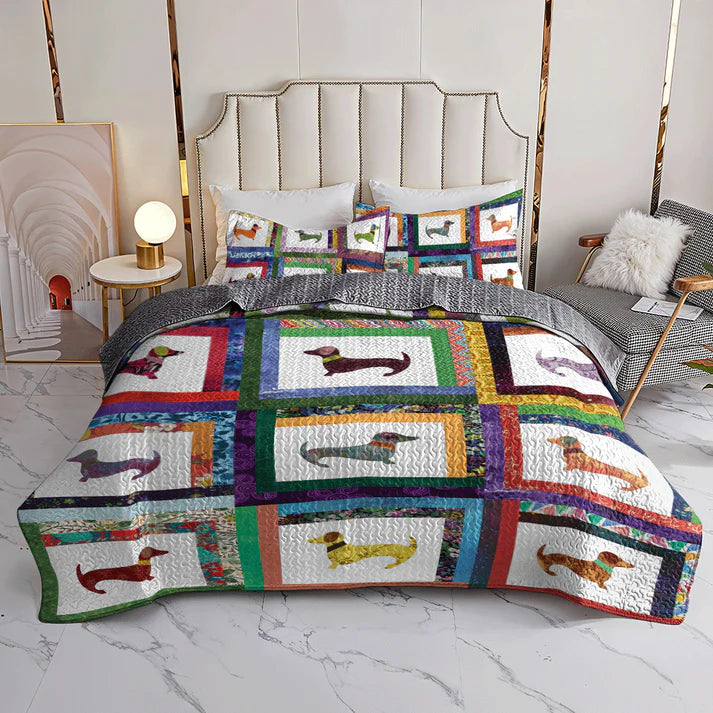 Pajabear Quilt 3-Piece Set Dachshund Friends