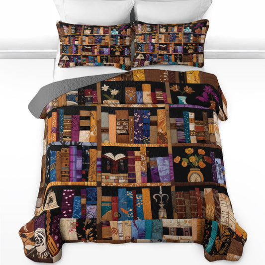 Pajabear Quilt 3-Piece Set Library Dreams