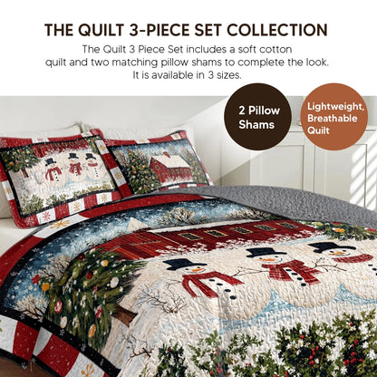 Pajabear Quilt 3-Piece Set Country Christmas Charm