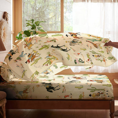 Pajabear 4-Piece Bed Sheet Set Cowboy Adventure