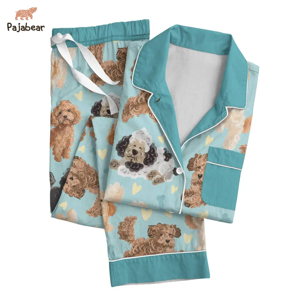 Dog Cute Poodle Nl09 Top & Pant Pajama Set