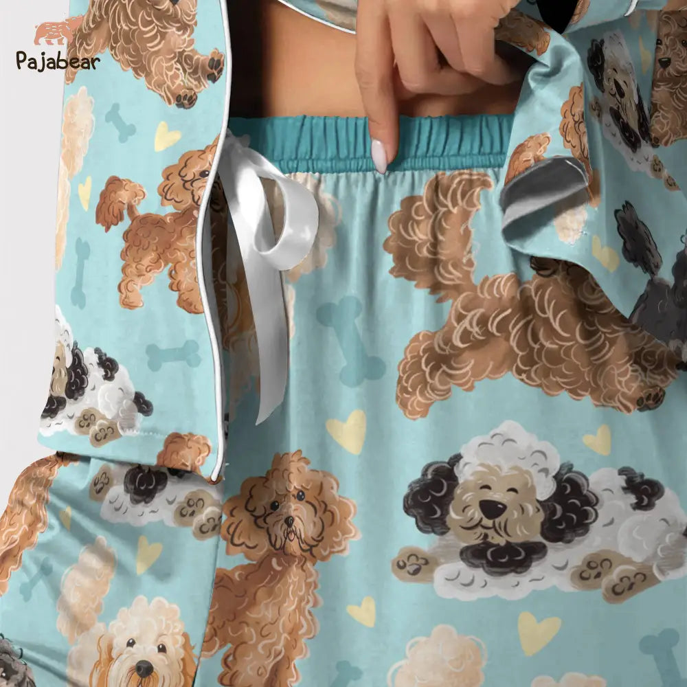 Dog Cute Poodle Nl09 Top & Pant Pajama Set