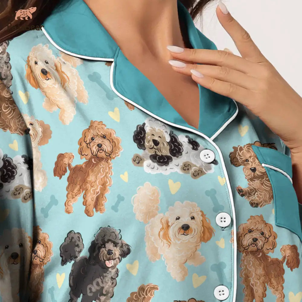 Dog Cute Poodle Nl09 Top & Pant Pajama Set