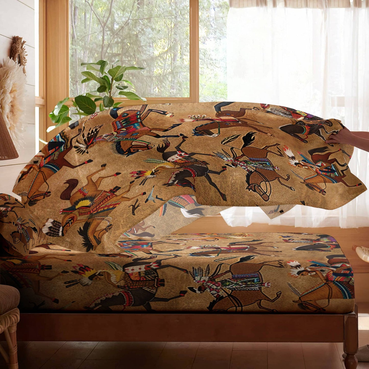 Pajabear 4-Piece Bed Sheet Set Strength Native Horses