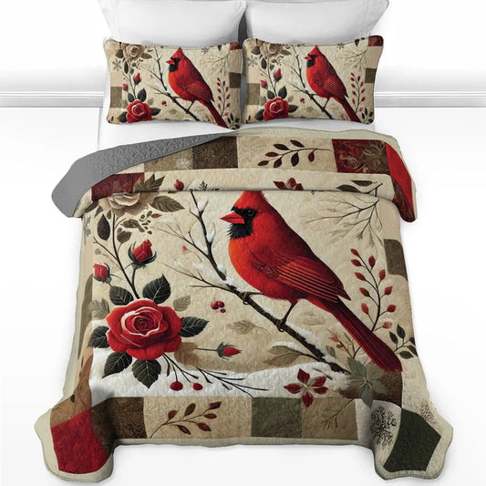 Pajabear Quilt 3-Piece Set Cardinal Crimson Winter
