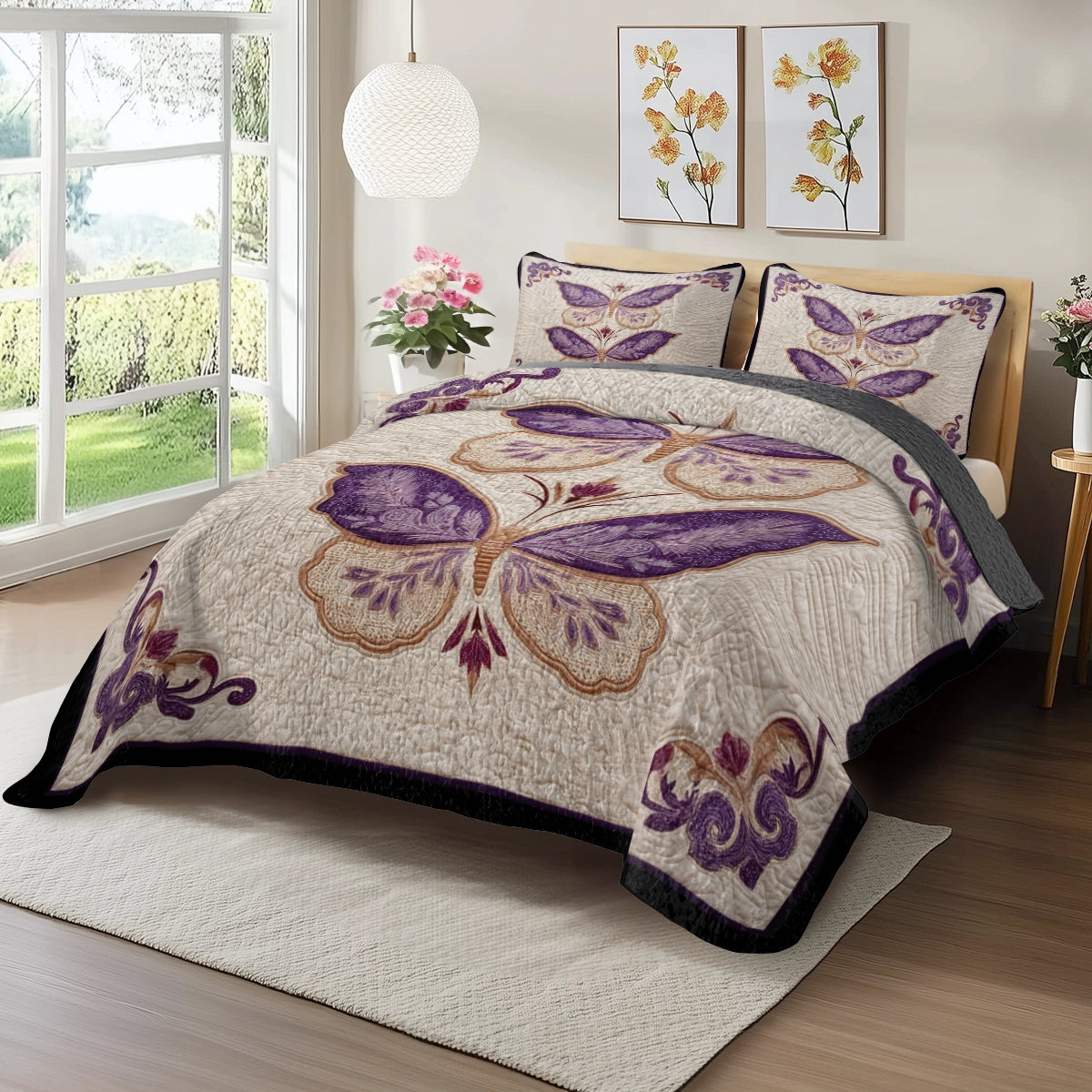 Pajabear Quilt 3-Piece Set Lavender Wings of Grace
