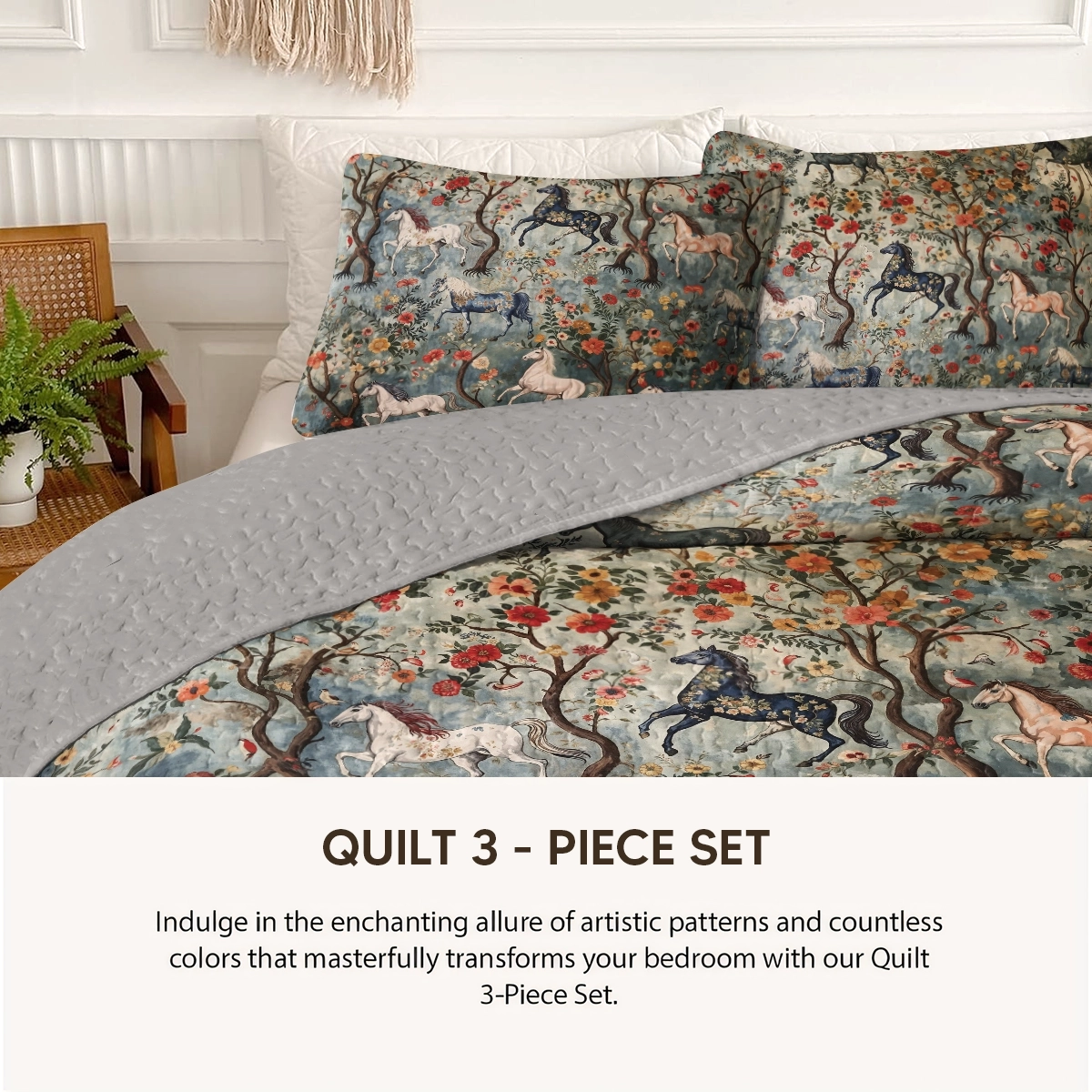 Pajabear Quilt 3-Piece Set Mystical Steeds