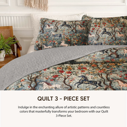 Pajabear Quilt 3-Piece Set Mystical Steeds