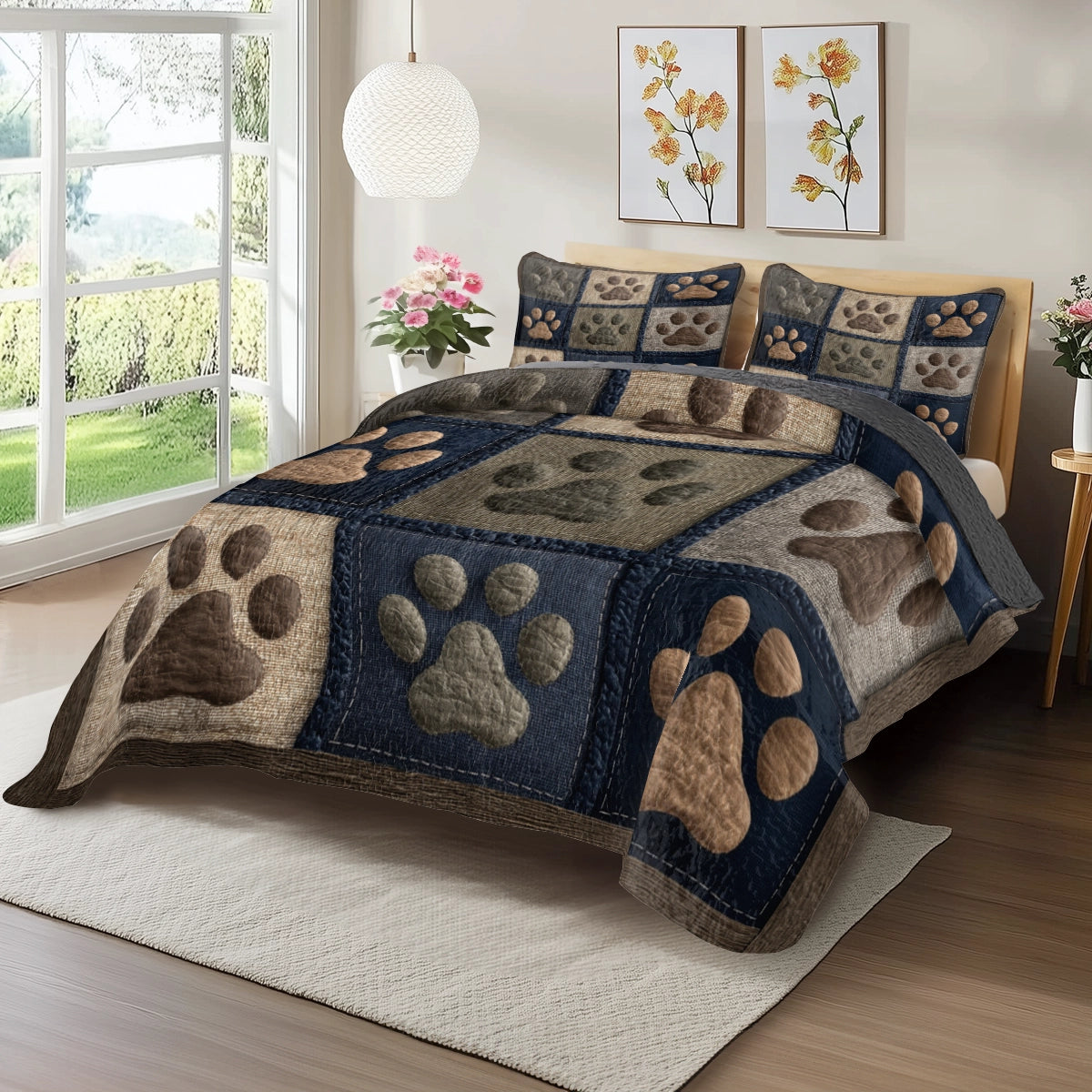 Pajabear Quilt 3-Piece Set Paws of Love