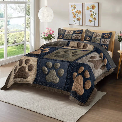 Pajabear Quilt 3-Piece Set Paws of Love