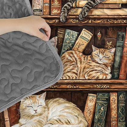 Pajabear Quilt 3-Piece Set Book Nook Cats Reading