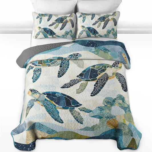 Pajabear Quilt 3-Piece Set Sea Turtle Ocean Harmony