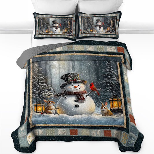 Pajabear Quilt 3-Piece Set Snowman’s Gentle Light Winter Memory