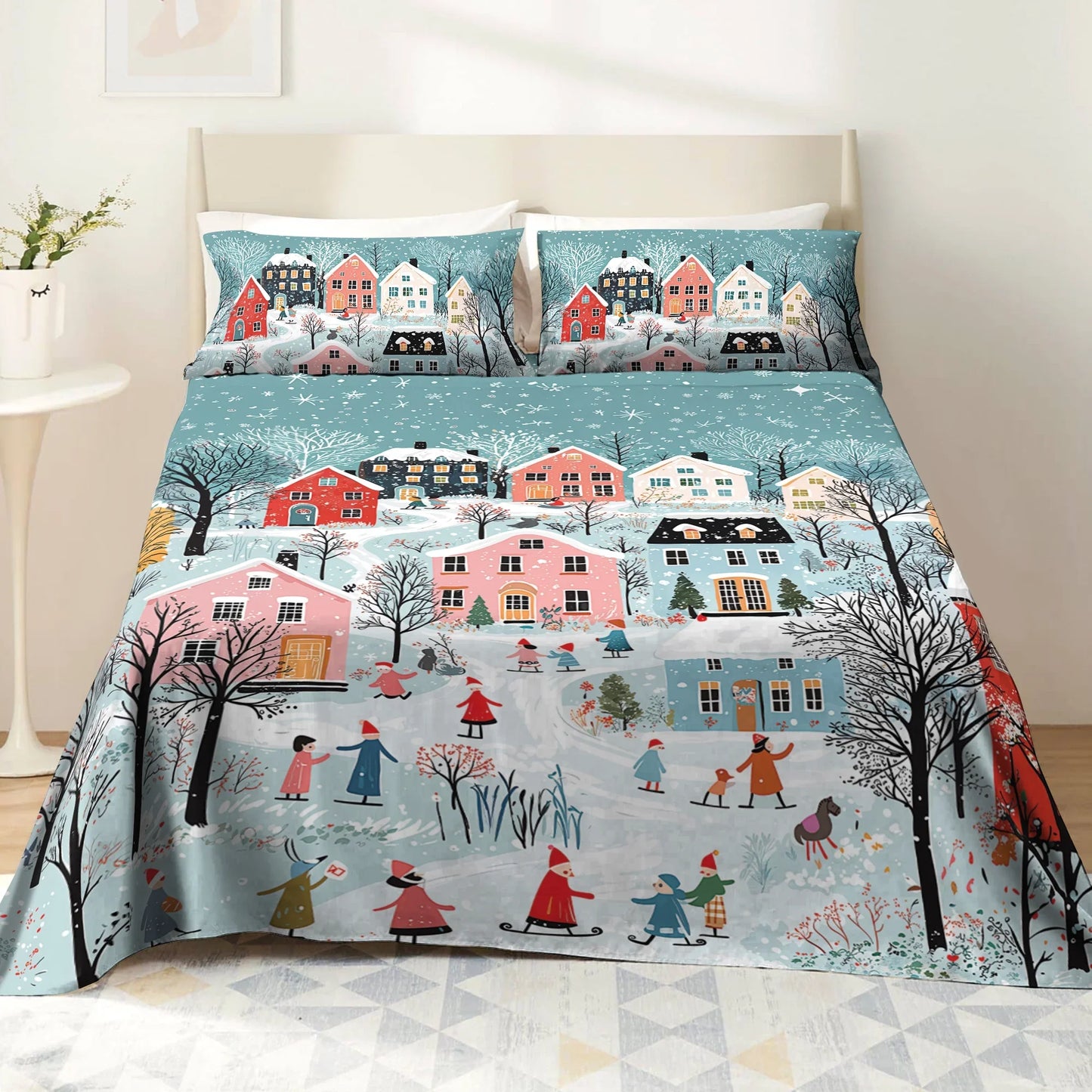 Pajabear 4-Piece Bed Sheet Set - Christmas Winter Wonderland