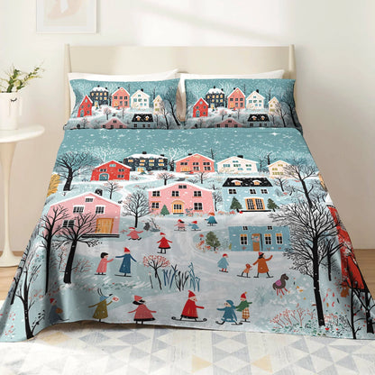 Pajabear 4-Piece Bed Sheet Set - Christmas Winter Wonderland